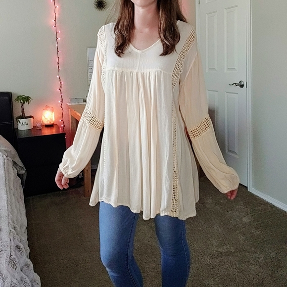 Tops - Empress buttercream babydoll yoke tunic dress